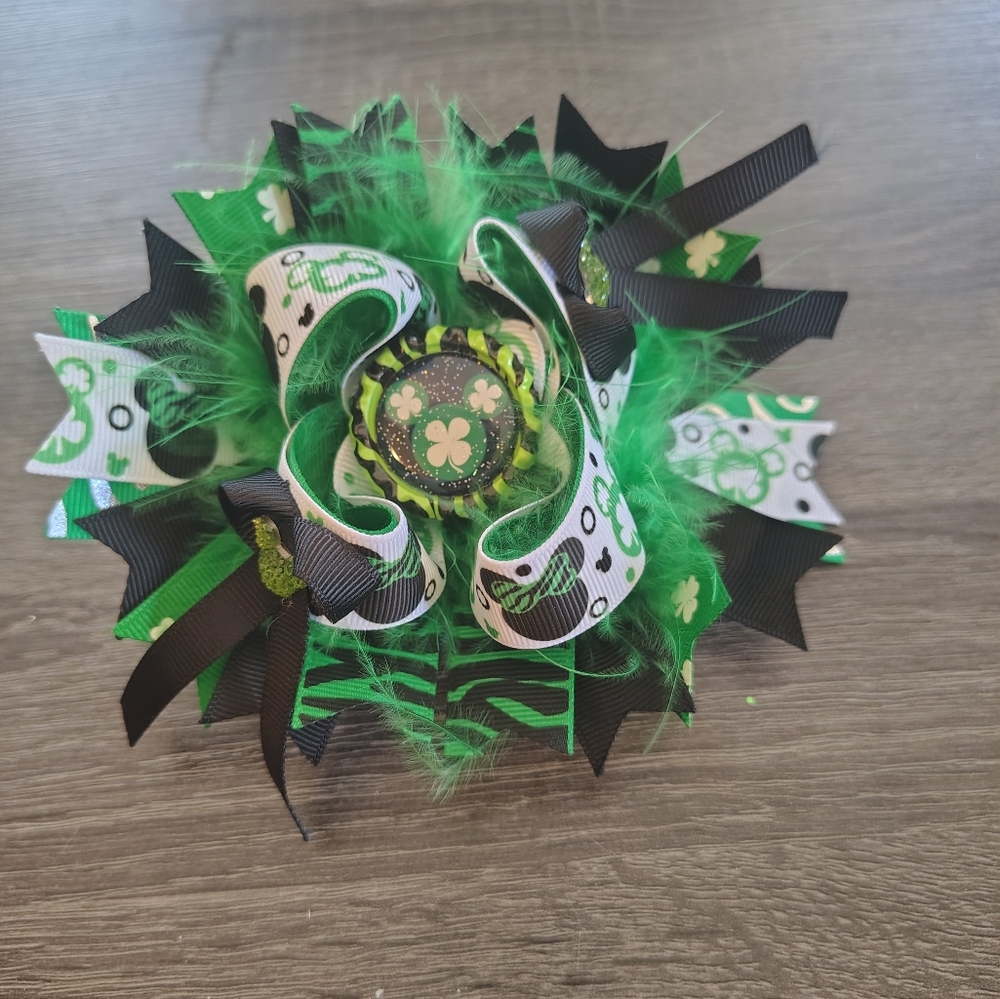 Green and Black St. Patrick's Day Hair Bow